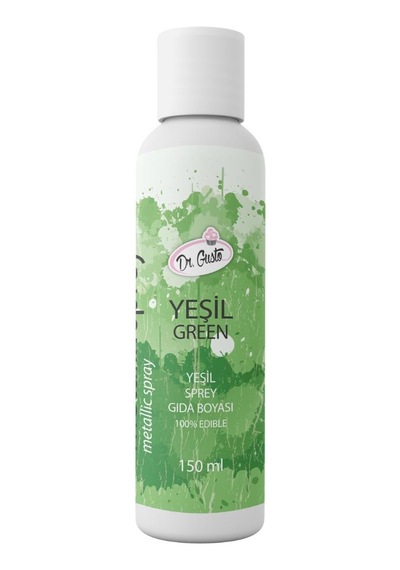 Yeşil Metalik Sprey Gıda Boyası 150 Ml Pasta, Tatlı Ve Çikolata Süslemelerinde Parlak Renk Efekti