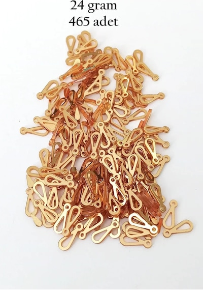 Oya Abiye Bileklik Kolye Pleksi Metalik Plastik Pul Altın Renk 24 Gram 465 Adet - Bnc542