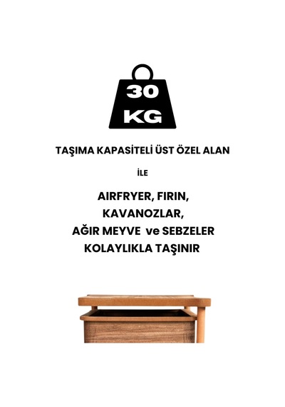 Ahşap Sebzelik Geleneksel Tasarım Kare 3 X 5 Lt Kapasiteli Kemençe Desenli Diğer