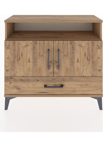 Arges Şifonyer 3 Raflı Tek Çekmeceli 2 Kapaklı 88x30x80 Çam-çam Atlas Çam