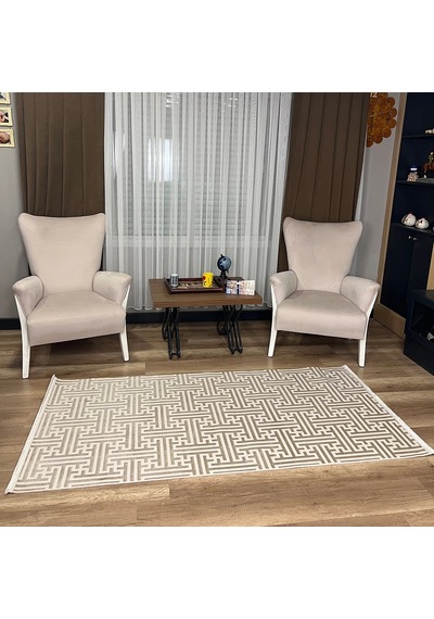 Hoom Rugs Aria 1128 Vizon Pamuk Tabanlı Modern Halı Vizon