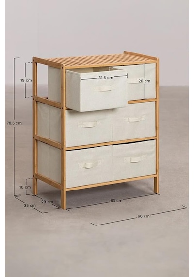 Digithome Bambu 6 Çekmeceli Dolap Çok Amaçlı Düzenleyici Organizer Şifonyer - B9196 Kahverengi