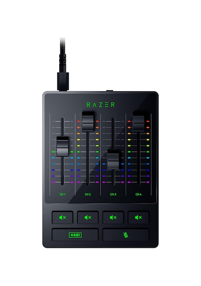Razer Audio Mixer - Xlr, 3,5 Mm Ve Optik Girişe Sahip Usb Ses Arabirimi - Sessiz Düğmeli 4 Kanallı Arabirim - Tak Ve Çalıştır Siyah