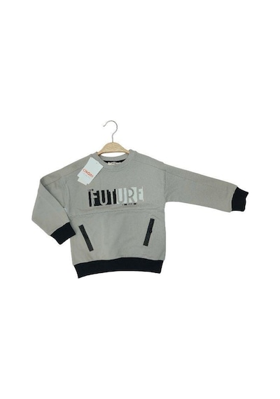 Çikoby Erkek Çocuk Future Baskılı Pamuklu Uzun Kollu Tshirt-13799-grı Gri