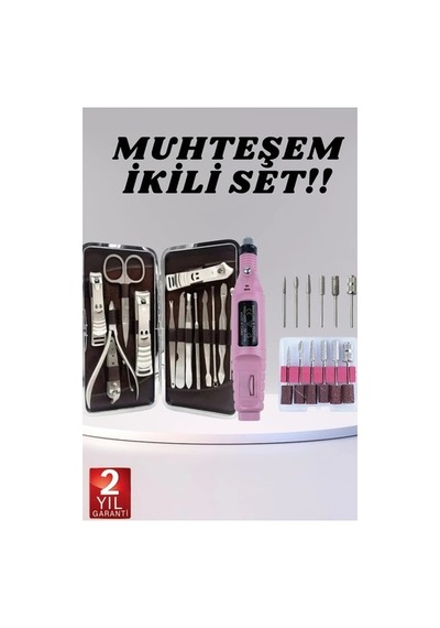 Elektrikli Manikür Pedikür Seti İkili Set 12 Parça Tırnak Bakımı Törpü Protez Çıkarma 29362626
