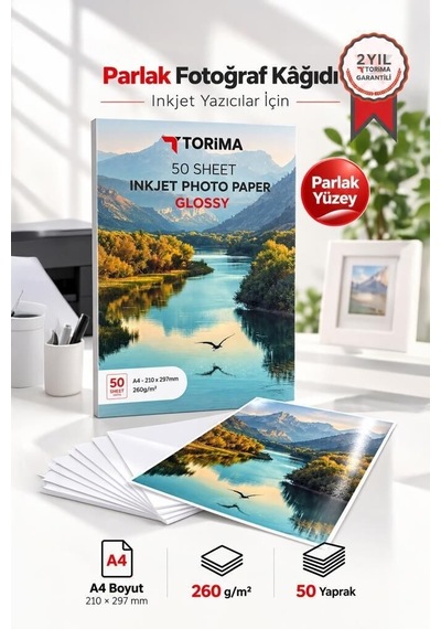 Özel Üretim Foto Baskı Kağıt Çeşidi Kırtasiye Fotoğraf Kağıdı A4 Parlak 260 Gr 21x30 Glossy 50 Sayfa