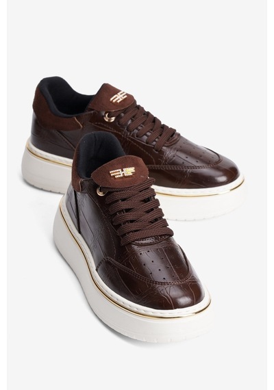 Mubiano Kadın Kroko Sneaker Süet Detaylı Bağcıklı Kalın Taban Roko Kahverengi Kahverengi Krokodil Mubiano Kadın Kroko Sneaker Süet Detaylı Bağcıklı Kalın Taban Roko Kahverengi Kahverengi Krokodil