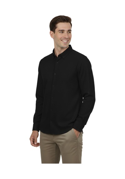 Advante Erkek Spor Slim Fit Uzun Kol Petek Fitilli Gömlek Bgl-st04824 Siyah