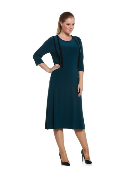 Nidya Moda Büyük Beden Kombinli Elbise-4054Y Çok Renkli
