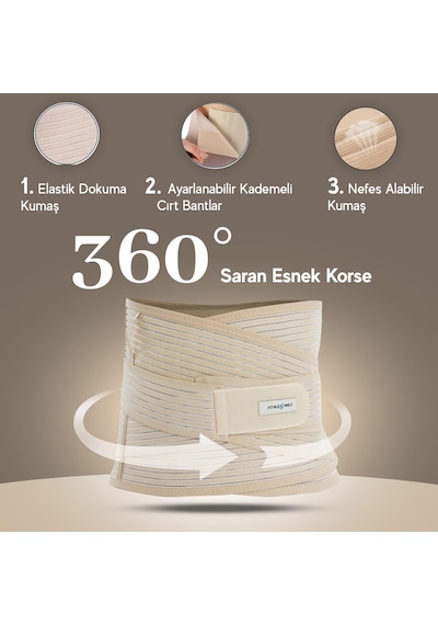 Lumbostad Korse 26 Cm Ayarlanabilir Çelik Balenli Bel Ve Sırt Destekli Korse, Nefes Alabilir Yüksek Destek, Günl