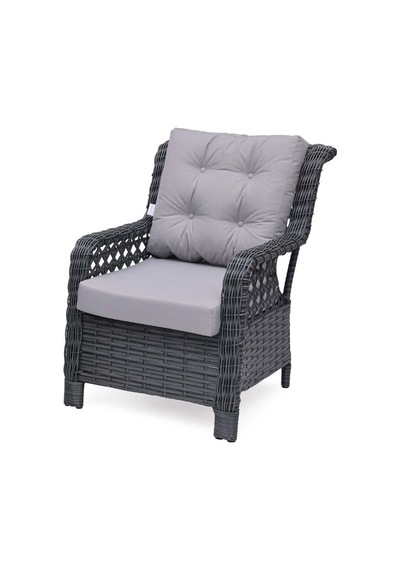 Reyo Grassgarden Zambak 3+1+1 Alüminyum Üzerin Örgü Rattan Bahçe Balkon Mobilyası Gri