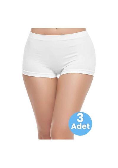 Uniquetrenders Kadın Dikişsiz Boxer 3'lü Set Beyaz