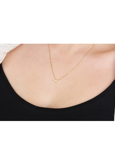 Glorria Gümüş 3 Boyutlu Minimalist K Harfi Kolye Sarı