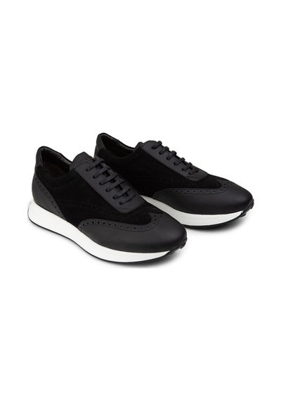 Deery Hakiki Süet Siyah Erkek Sneaker Ayakkabı - 00750Msyhe07 Siyah