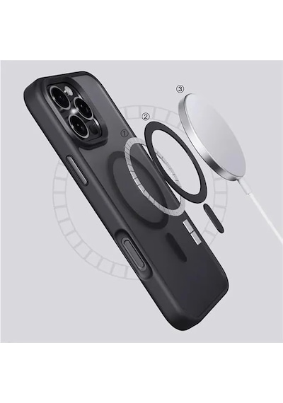 Fros Silikon Kılıf Kablosuz Şarj Destekli -Apple Uyumlu iPhone-16-pro-max Siyah Zebana