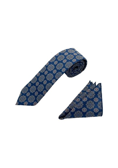 Brianze Lacivert Geometrik Desen Kravat Mendil Set (553607135) Lacivert
