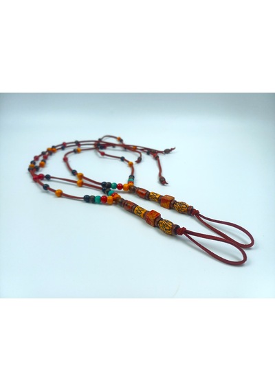 Süet Barefoot Sandal Renkli Ahşap Boncuklu Çift Halhal Bordo