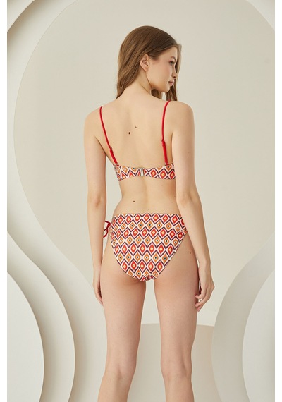 Loya Kadın Renkli Sundress Yandan Bağlamalı Tek Alt Bikini