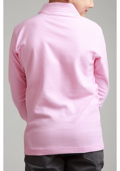 Nacar Store Kız & Erkek Çocuk Uzunkol Polo Yaka Okul T-shırt Pembe