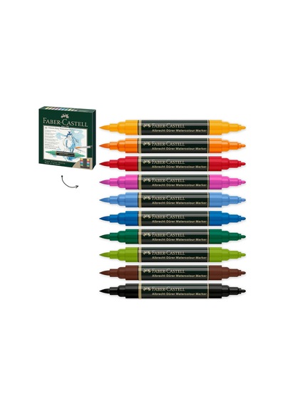 Faber-castell Albrecht Dürer Suluboya Markör Seti, 10 Lu, Çift Uç