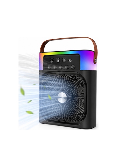 Hubrendy Tekno Rgb Işıklı Buharlı Masaüstü Fan Sessiz Çalışan Usb Şarjlı Taşınabilir Fan