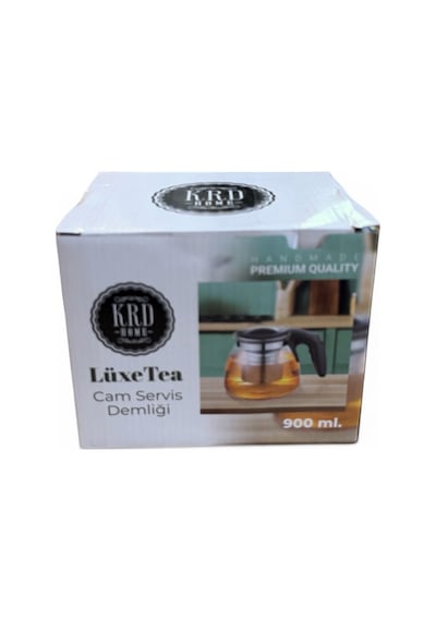 Krd Süzgeçli Cam Demlik 900 Ml. Tea Pot - Çay Makinası Üst Demliği Siyah