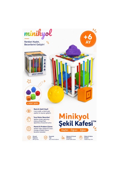 Şekil Kafesi Esnek Lastikli Duyusal Aktivite Küpü Şekil Ve Renk Öğrenme Oyuncağı