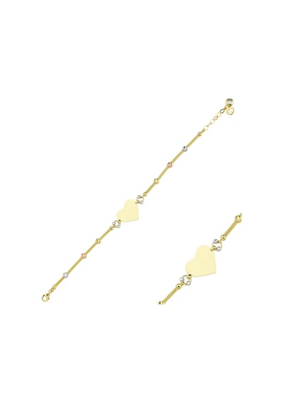 Kalp'Li Plaka Altın Bileklik 14K Gold Dorikalı Isim Yazılır Sarı Altın