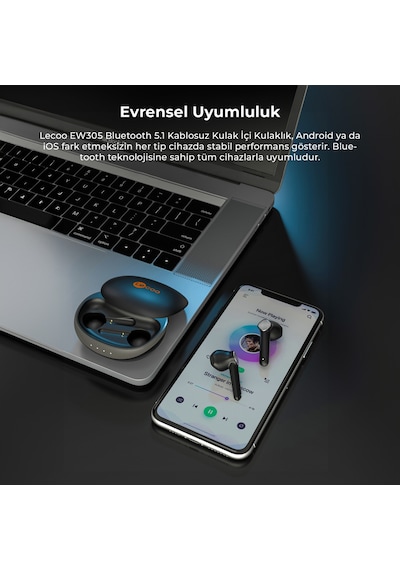 Lecoo EW305 Kablosuz Bluetooth 5.1 ENC IPX5 TWS Mikrofonlu Kulak İçi Kulaklık