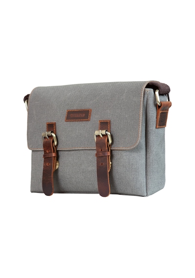Gillario Design 01 Kanvas - Deri Gri Omuz Çantası