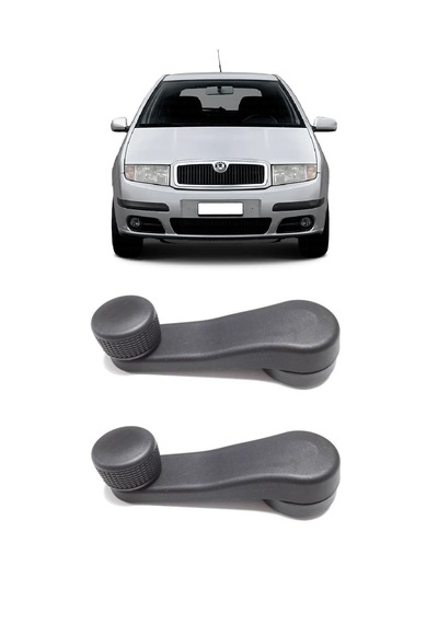 Skoda Fabia Mk1 2000-2008 Uyumlu Manuel Çevirmeli Cam Açma Kapama Kolu Siyah 2 Adet Takım