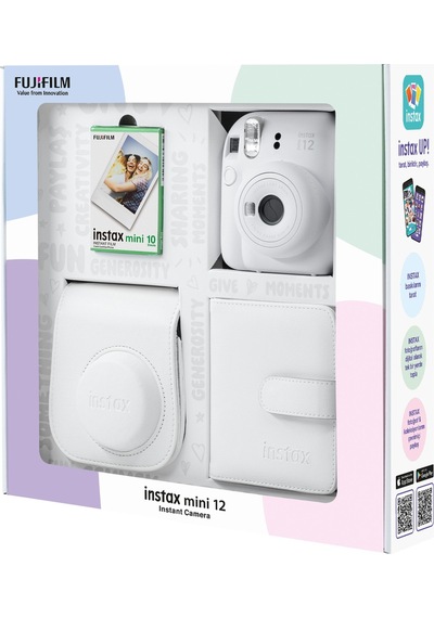 Fujifilm İnstax Mini 12 Fotoğraf Makinesi + 10'lu Film + Kare Albüm + Deri Kılıf Seti