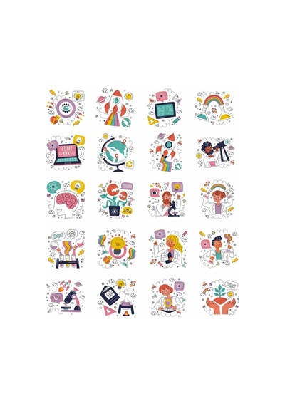 Bilim Sticker Set 20 Parça Telefon, Tablet, Defter, Laptop Sticker