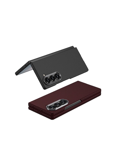 Nourthkiingdom Galaxy Z Fold 6 Uyumlu Kamera Korumalı Karbon Fiber Tasarımlı Arka Yüzey Nrtk Kıpta Karbon Kapak Kırmızı