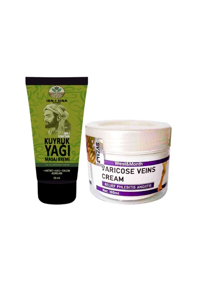 İbn-i Sina 3 Adet Kuyruk Yağı Dindirici Krem Kas Sırt Bel El Ayak Kullanım 50 Ml + Varıcose Veins Cream West Mont Varıslere Krem