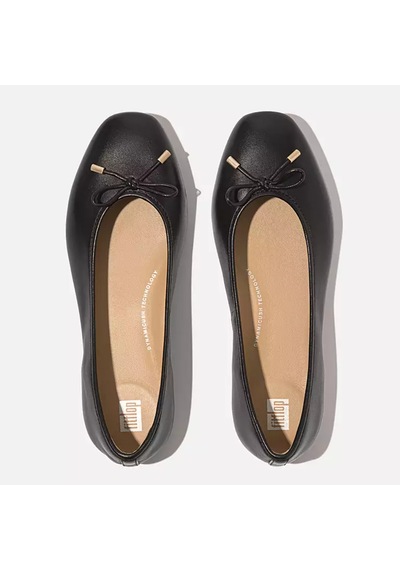 001 Black Babet Kadın Hx8-001 Fitflop Delicato Bow Soft Leather Ballet Flats Black Siyah