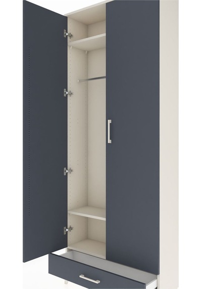 Arges Dolap 3 Raflı Tek Çekmeceli Tek Askılı 88x30x221 Aytaşı-antrasit Aytası