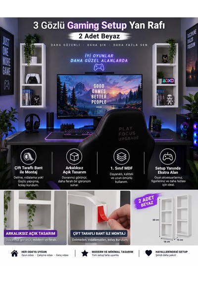 Gamer Yan Raf Setup Düzenleme Beyaz