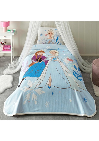Disney Frozen Family Standart Pamuk Nevresim Takımı, Mavi, Tek Kişilik Çok renkli