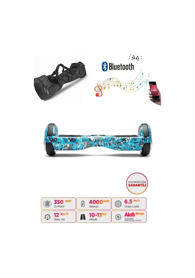 Citymate Elektrikli Kaykay Akıllı Denge Hoverboard + Hoverkart + Çanta Full Ledli Extrem Paket D20