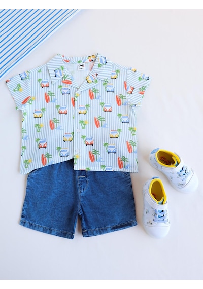 Civil Baby Erkek Bebek Araba Empirme 6-18 Ay Takım - Mavi
