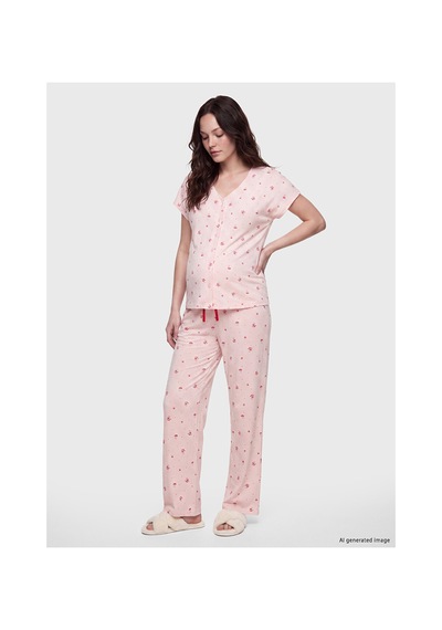 Lcw Dream Pembe V Yaka Desenli Kadın Pijama Takım