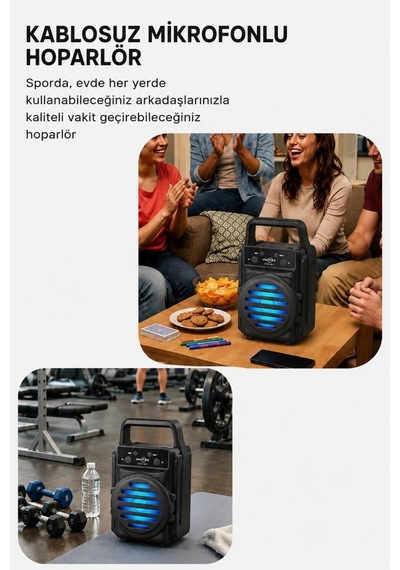 Torima GTS-1961 Bluetooth 5.0 RGB Işıklı Kablosuz Speaker