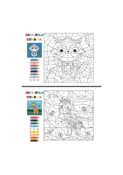 Çocuklar İçin Sayılarla Boyama Seti 2 Spiralli Kitap
