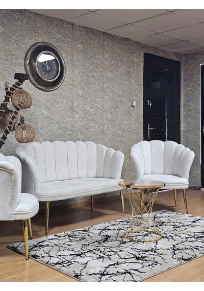 Papatya Çay Seti Koltuk Takımı Gold Sivriltme Ayak, Balkon, Salon 001