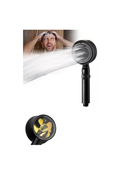 Banyo Duş Başlığı Pervaneli Banyo Duş Başlığı Yağmurlama Tepe El Duşu Çok Fonksiyonlu Başlık Siyah P Diğer