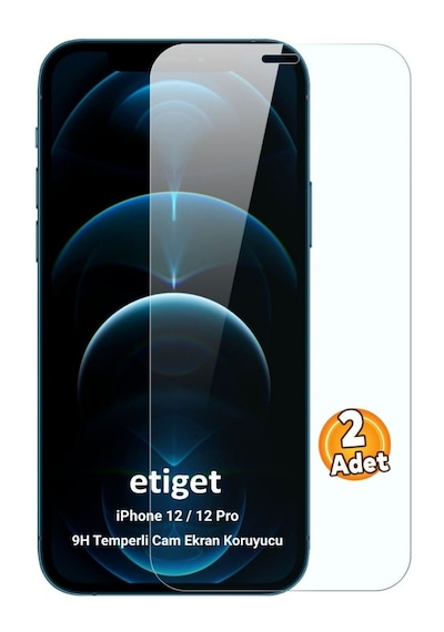 Apple Uyumlu   iPhone 12 / 12 Pro Temperli 9h Cam Ekran Koruyucu 2 Adet