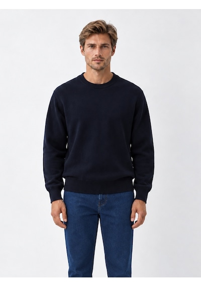 Xint Lacivert Regular Fit Bisiklet Yaka Pamuklu Sweatshirt 300291