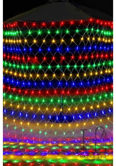 Ağ Led Işık 3x3 File Ağ Perde Led Işık Rgb Animasyonlu Eklemeli Örümcek Ağı Işığı Yılbaşı Süsü RGB