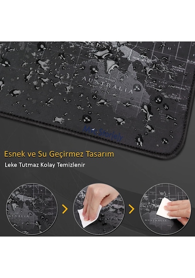 Lexroo Dünya Haritası Mouse Pad 60x30 Cm, Gaming Masa Pedi 3 Mm, Kaymaz Kauçuk Tabanlı Desk Mat Standart